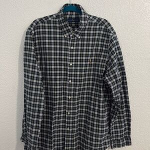 Ralph Lauren-Mens blue and green plaid long sleeve button up-classic fit-SizeXXL